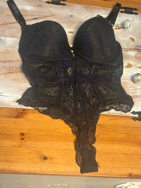 RACHEL Rachel Roy Black Lace Bodysuit Bralette